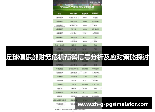 足球俱乐部财务危机预警信号分析及应对策略探讨